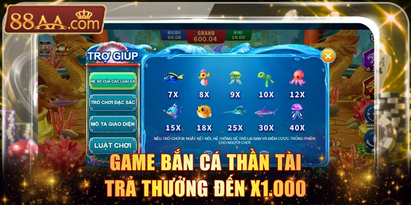 Game Bắn Cá Thần Tài trả thưởng đến x1.000